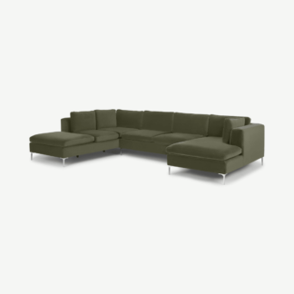 An Image of Monterosso Left Hand Facing Corner Sofa, Pistachio Green Velvet