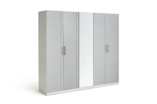 An Image of Habitat Munich 5 Door Mirror Framed Wardrobe - Grey