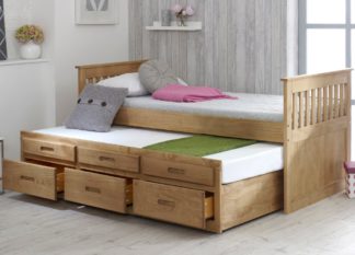 An Image of Wooden Guest Bed Frame 3ft Single Captains Waxed Pine