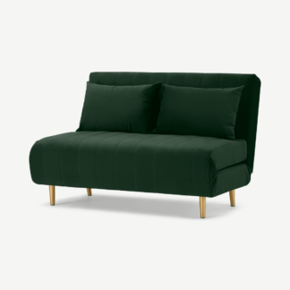 An Image of Bessie Small Sofa Bed, Moss Green Velvet