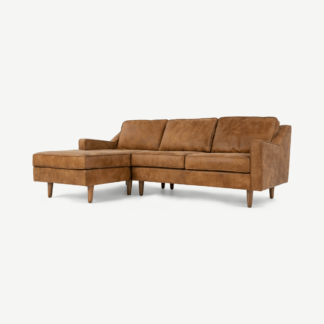 An Image of Dallas Left Hand Facing Chaise End Corner Sofa, Outback Tan Premium Leather