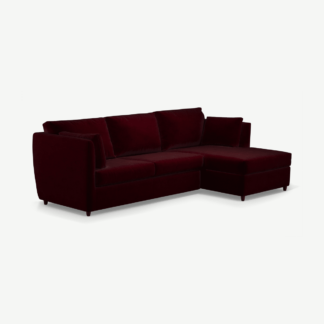 An Image of Milner Right Hand Facing Corner Storage Sofa Bed with Foam Mattress, Shiraz Burgundy Velvet