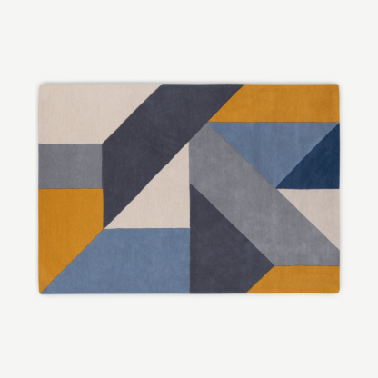 054b324030f30839d1585445eaec5dd5db87352b1c54eaa5a3b5ce5278a7dcb4-3.png An Image of Holden Geometric Hand Tufted Wool Rug, X Large, 200 x 300cm, Tonal Blue