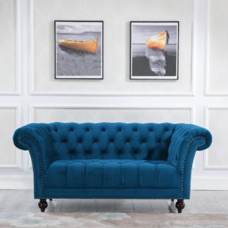 An Image of Chester Blue Fabric 2 Seater Sofa