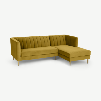 An Image of Amicie Right Hand Facing Chaise End Corner Sofa, Vintage Gold Velvet