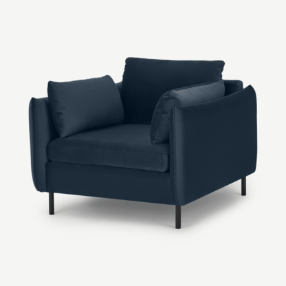 An Image of Vento Armchair, Sapphire Blue Velvet