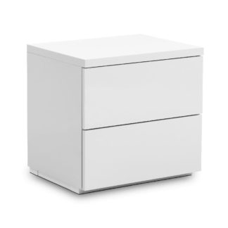 An Image of Monaco White Wooden High Gloss 2 Drawer Bedside Table