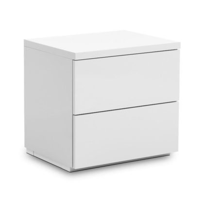 An Image of Monaco White Wooden High Gloss 2 Drawer Bedside Table