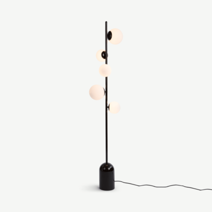 An Image of Vetro Floor Lamp, Black and Opal Glass
