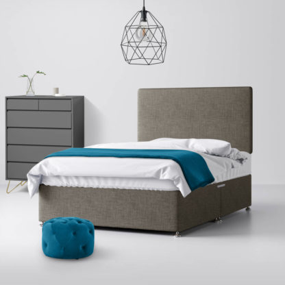 06815f6f51ab894f1b52b6c269bd2af39337e864365399895d413a03e8aaa596-7.jpg An Image of Cornell Plain Slate Grey Fabric 4 Drawer Divan Bed - 4ft6 Double