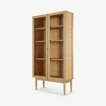 An Image of Liana Glass Woven Cabinet, Ash and Rattan