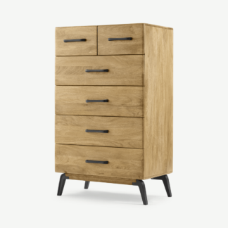 An Image of Lucien Tall Chest Of Drawers, Light Mango Wood