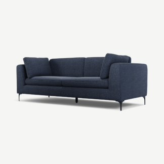 An Image of Monterosso 3 Seater Sofa, Textured Mist Blue with Black Leg