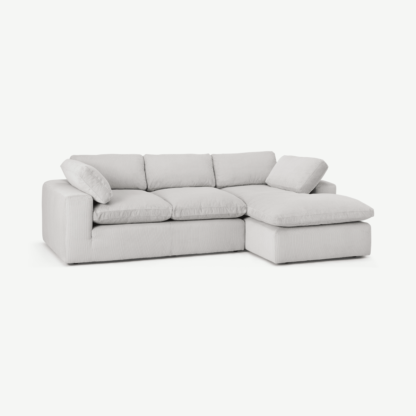 An Image of Samona Right Hand Facing Chaise End Sofa, Stone Grey Corduroy Velvet