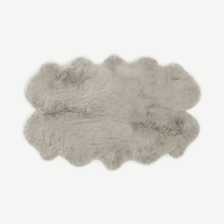 An Image of Helgar Quad 100% Sheepskin Rug, Large 105 x 170 cm, Soft Taupe