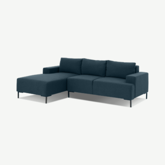 An Image of Frederik 3 Seater Left Hand Facing Compact Corner Chaise End Sofa, Aegean Blue