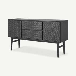 An Image of Abbon Wide Sideboard, Textured Charcoal Washed Oak