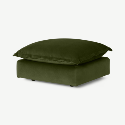 An Image of Fernsby Footstool, Moss Recycled Velvet