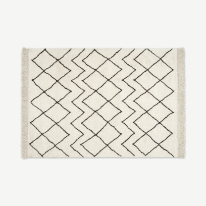 An Image of Masali Berber Style Wool Rug, Extra Large 200 x 300cm, Off White