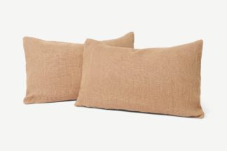 An Image of Adra Set of 2 100% Linen Cushions, 35 x 55cm, Chalk Pink