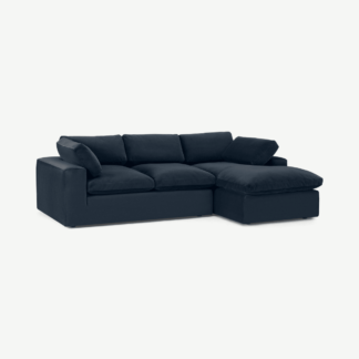 An Image of Samona Right Hand Facing Chaise End Sofa, Dark Blue Velvet
