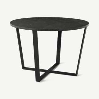 An Image of Amble 4 Seat Round Dining Table, Black Marble Effect & Black
