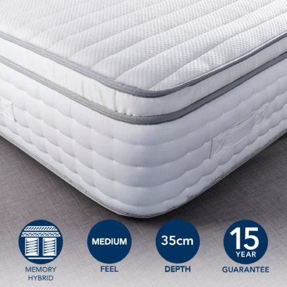 An Image of Hotel Memory Foam Pillow Top 2000 Pocket Sprung Mattress White