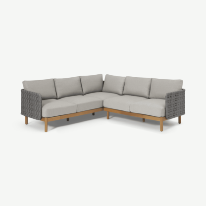 An Image of Kolbe Garden Corner Lounge Set, Grey & Acacia