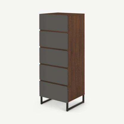 An Image of Hopkins Tallboy, Grey & Walnut Effect