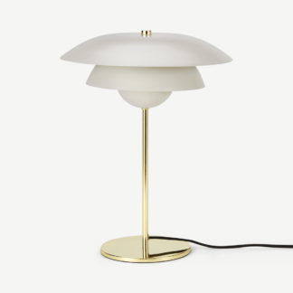 An Image of Brunswick Layered Metal Table Lamp, Warm Grey and Brass