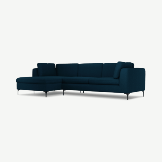 An Image of Monterosso Left Hand Facing Chaise End Sofa, Elite Teal with Black Leg