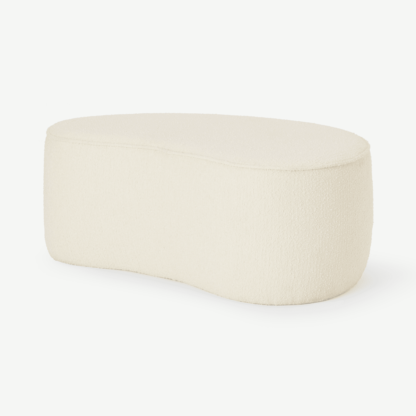 An Image of Kooper Pouffe, White Wash Boucle