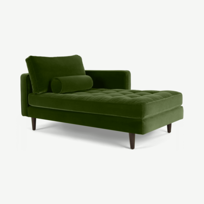 An Image of Scott Right Hand Facing Chaise Longue, Cotton Velvet Grass