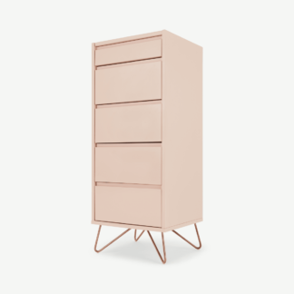 An Image of Elona Vanity Chest Of Drawers, Dusk Pink and Copper