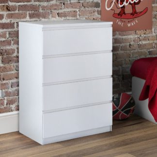 An Image of Jupiter White Wooden 4 Drawer Chest