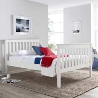 An Image of Solid Pine Wooden Bed Frame 4ft Small Double Lisbon White Finish