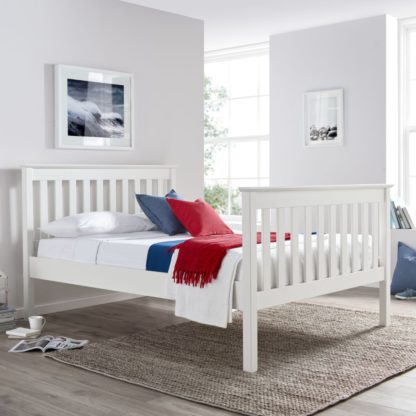 An Image of Solid Pine Wooden Bed Frame 4ft Small Double Lisbon White Finish