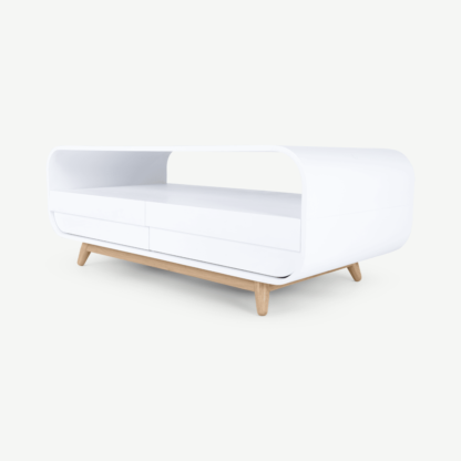 An Image of Esme Coffee Table With Two Drawers, White and Ash