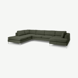 An Image of Monterosso Left Hand Facing Corner Sofa, Sage Corduroy Velvet