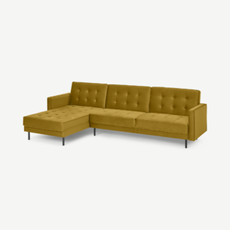 An Image of Rosslyn Left Hand Facing Chaise End Click Clack Sofa Bed, Vintage Gold Velvet