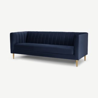 An Image of Amicie 3 Seater Sofa, Royal Blue Velvet