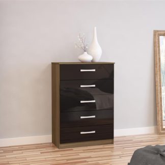 An Image of Lynx 5 Drawer Chest Walnut and Black