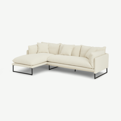 An Image of Malini Left Hand Facing Chaise End Sofa, Whitewash Boucle