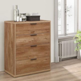 An Image of Stockwell Rustic Oak Wooden 4 Drawer Chest