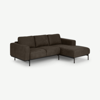 An Image of Jarrod Right Hand facing Chaise End Corner Sofa, Truffle Brown Leather