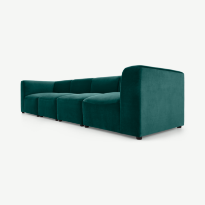 An Image of Juno 4 Seater Modular Sofa, Seafoam Blue Velvet