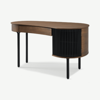 An Image of Zaragoza Desk, Walnut & Charcoal Black