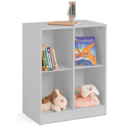 An Image of Pluto Dove Grey Wooden Bookcase