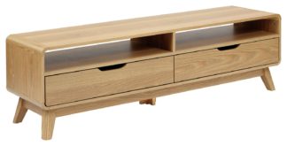 An Image of Niva 2 Drawer TV Unit - Oak