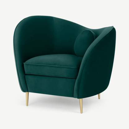 An Image of Kooper Accent Armchair, Teal Blue Velvet